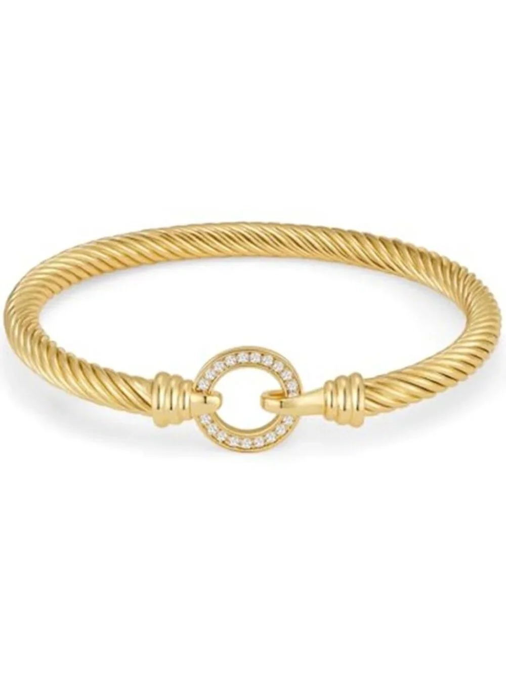 Two Tone Twisted Cable Cuff Bracelet Gold Silver Bangle for Women
